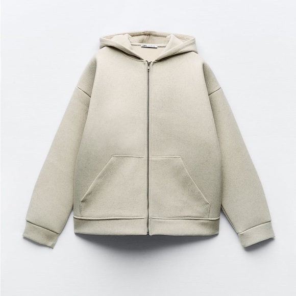 Zara Light Beige Soft Neoprene Effect Bomber - Picture 3 of 6